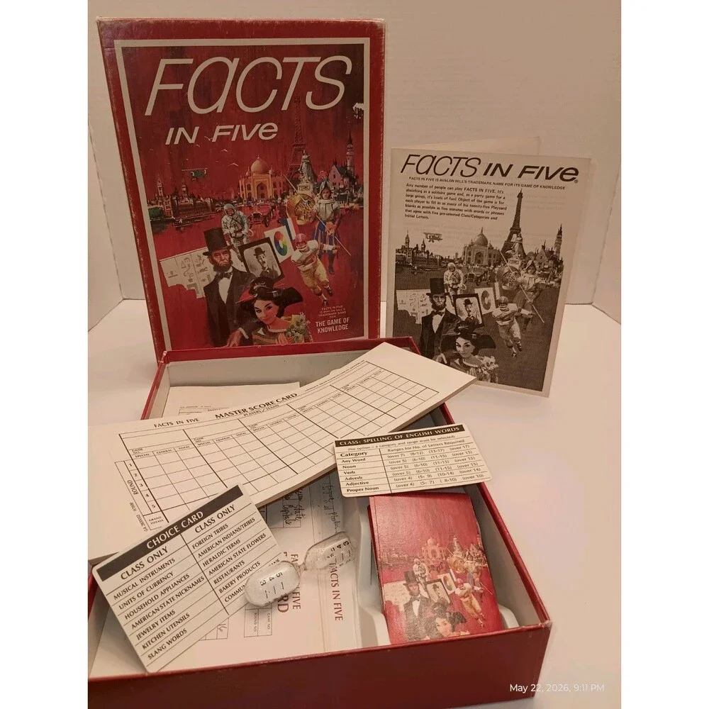 FACTS IN FIVE Vintage 1976 Board Game. The Game of Knowledge. Great Game!